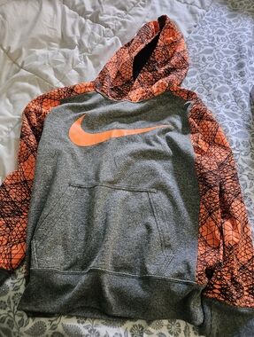 Nike Gray & Orange Pullover Hoodie